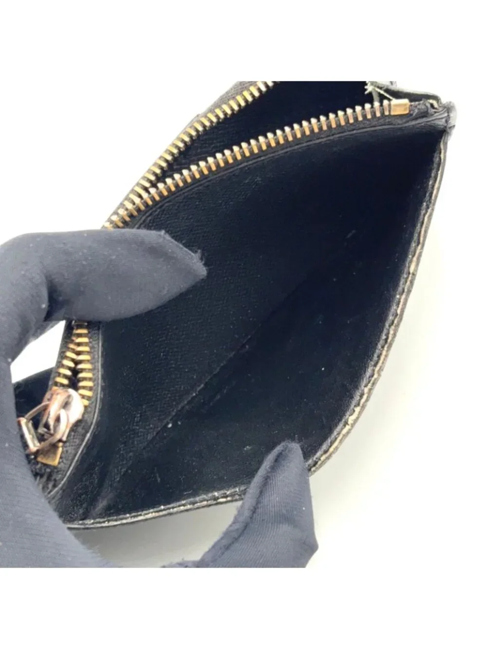 Louis Vuitton Coin Card Case Monogram Eclipse Enabled Leather Gray Black Purse